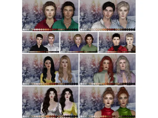 Ten retextures Wingss hairs - The Sims 2 Custom Content