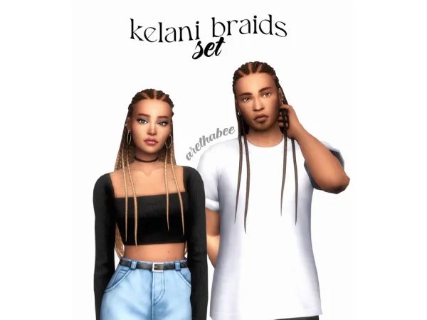Maxis Match kelani braids set by arethabee - The Sims 4 Custom Content