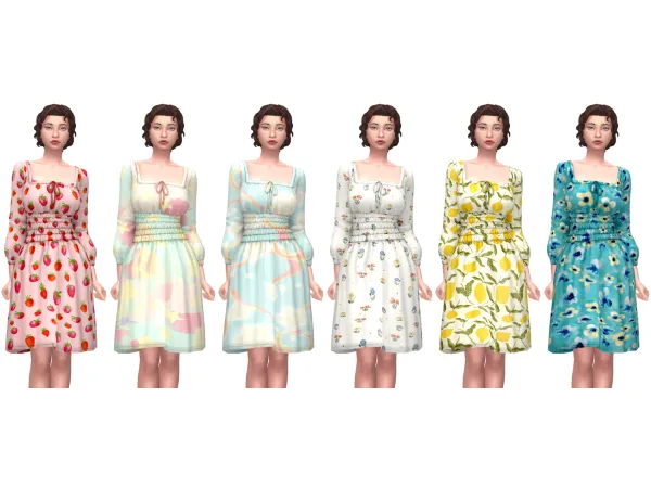 Maxis Match cottagecore milkmaid style dress - The Sims 4 Custom Content
