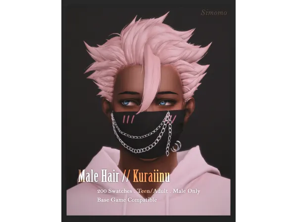 Maxis Match Kuraiinu Hair by Simomo - The Sims 4 Custom Content