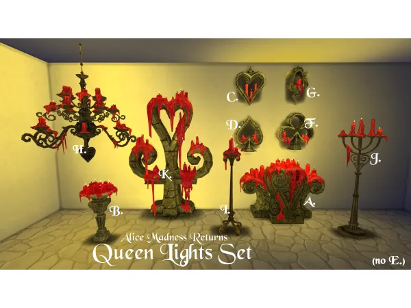 Maxis Match Queen Lights Set Alice Madness Returns Conversion by GhostWitch - The Sims 4 Custom Content