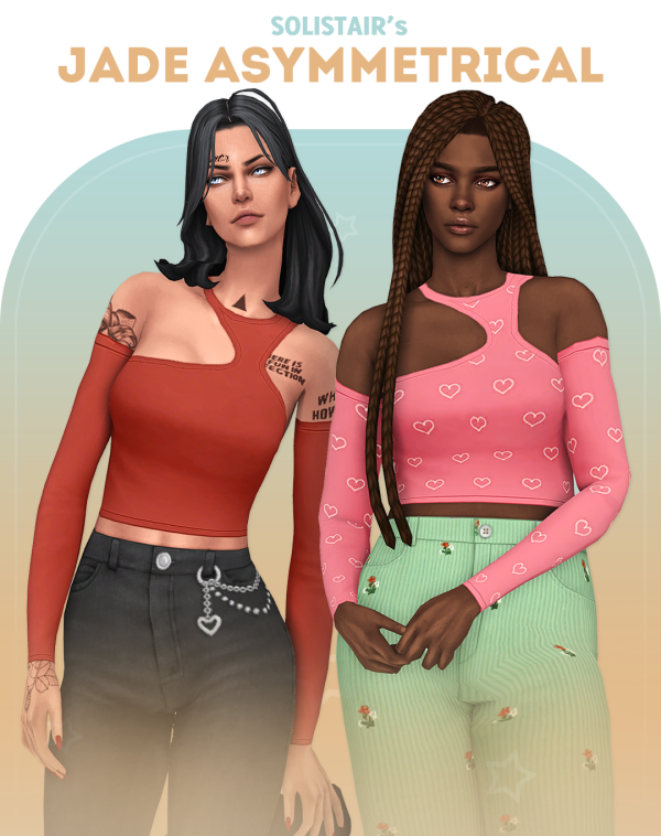 Maxis Match Jade Asymmetrical Top by simsfinds - The Sims 4 Custom Content