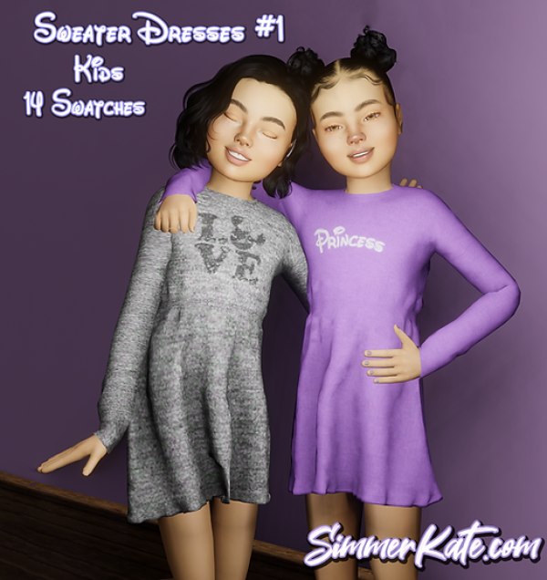 Alpha kids Sweater Dresses 1 by simmerkatex - The Sims 4 Custom Content