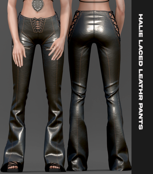 Alpha halie Laced leather pants by simsfinds - The Sims 4 Custom Content