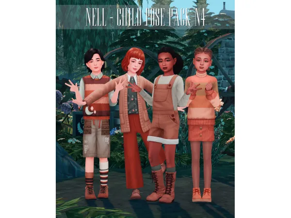 Mix Child Pose Pack N4 by NELL - The Sims 4 Custom Content