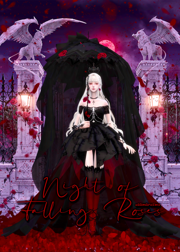 Alpha Night of Falling Roses by simsfinds - The Sims 4 Custom Content