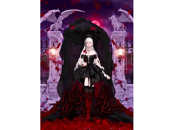 Alpha Night of Falling Roses by usamarusims 兔丸欸嘿 - The Sims 4 Custom Content