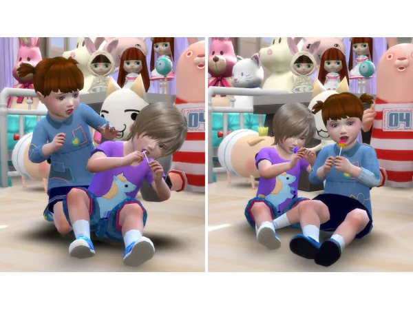 Mix Small Lollipops Pose [Twins Toddler] Big Lollipops Pose [Brothers Sisters] - The Sims 4 Custom Content