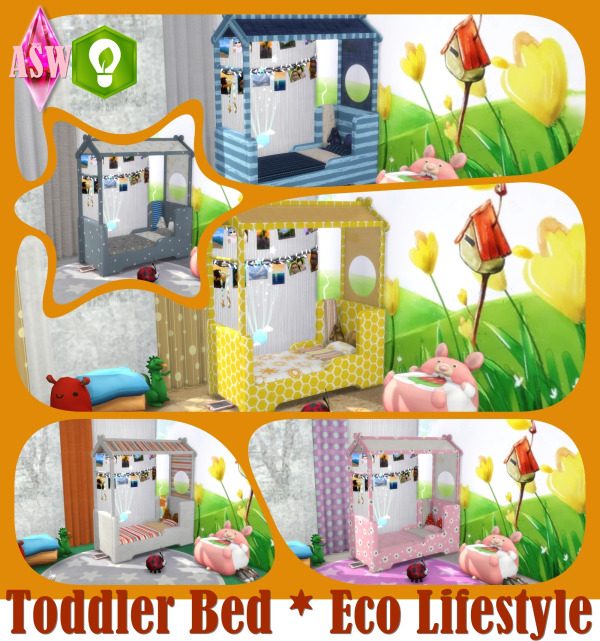 Maxis Match Toddler Bed Eco Lifestyle by simsfinds - The Sims 4 Custom Content
