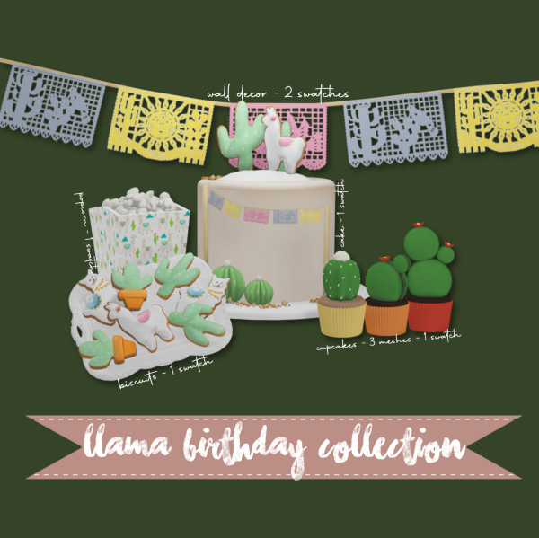 Mix Llama Birthday Collection by melbennett - The Sims 4 Custom Content