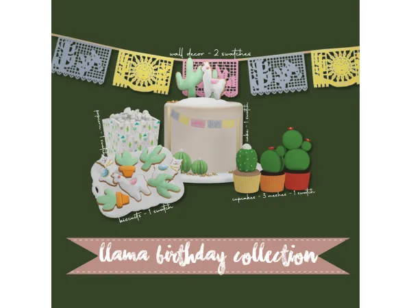 Mix Llama Birthday Collection - The Sims 4 Custom Content