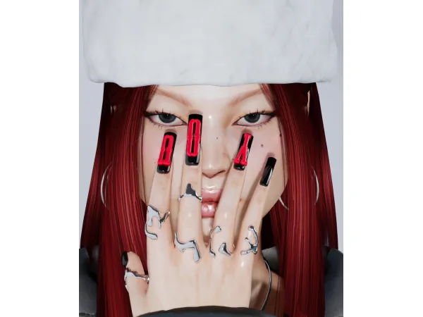 Alpha [TINA SIMS] Fxxx YOU Nails Set - The Sims 4 Custom Content