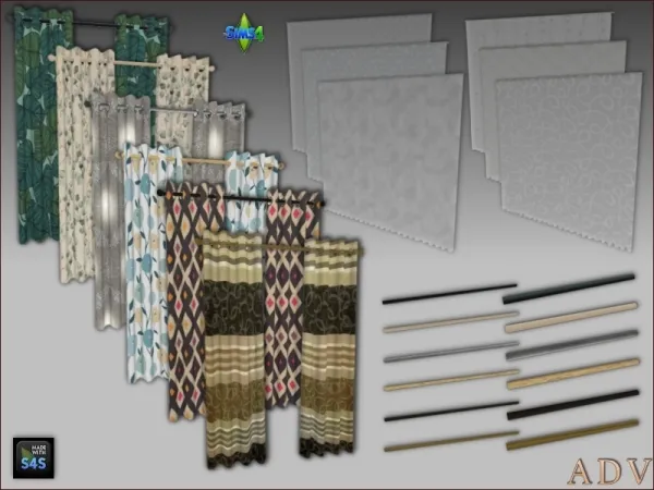 Mix Curtains by artedellavita_mabra - The Sims 4 Custom Content