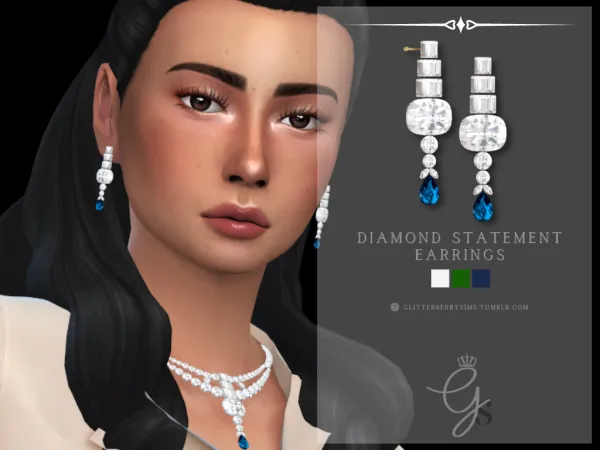 Alpha Diamond Statement Earrings by Glitterberry Sims - The Sims 4 Custom Content