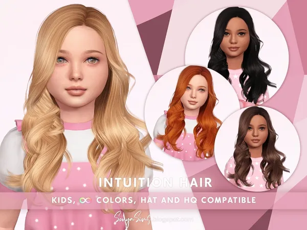 Alpha ntuition Hair Kids Version by simsfinds - The Sims 4 Custom Content