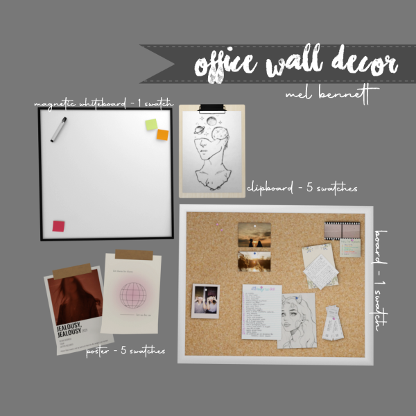Mix Office Wall Decor by melbennett - The Sims 4 Custom Content