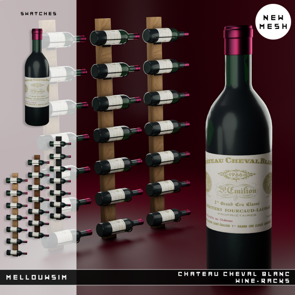 Alpha Chateau Cheval Blanc Wine Racks by simsfinds - The Sims 4 Custom Content