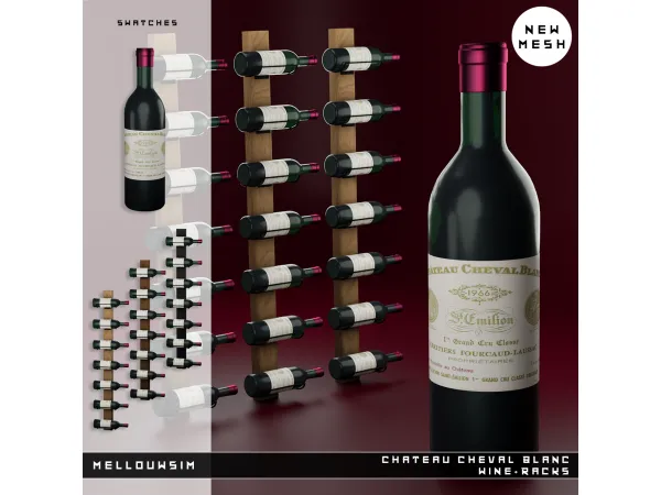 Alpha Chateau Cheval Blanc Wine Racks by MELLOUWSIM - The Sims 4 Custom Content