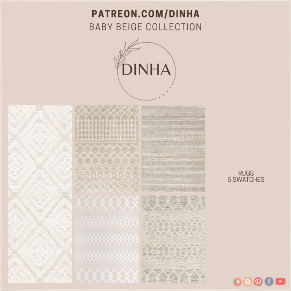 Alpha Rugs Baby Beige Collection by dinhagamer - The Sims 4 Custom Content