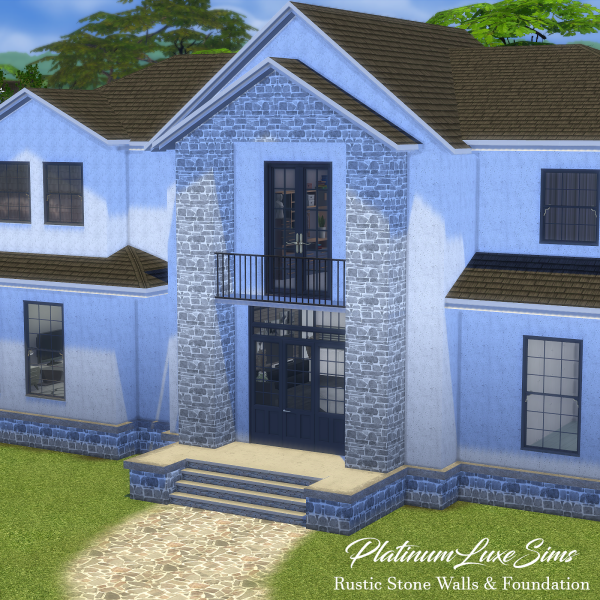 Mix Rustic Stone Walls Matching Foundation by simsfinds - The Sims 4 Custom Content