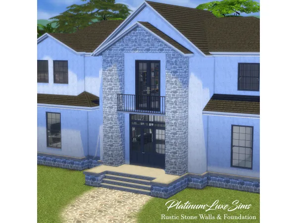 Mix Rustic Stone Walls Matching Foundation by PlatinumLuxeSims - The Sims 4 Custom Content