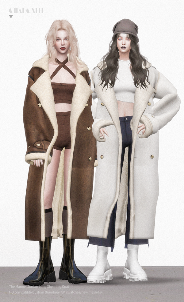 Alpha The Mannei Jordan Long Shearling Coat by simsfinds - The Sims 4 Custom Content