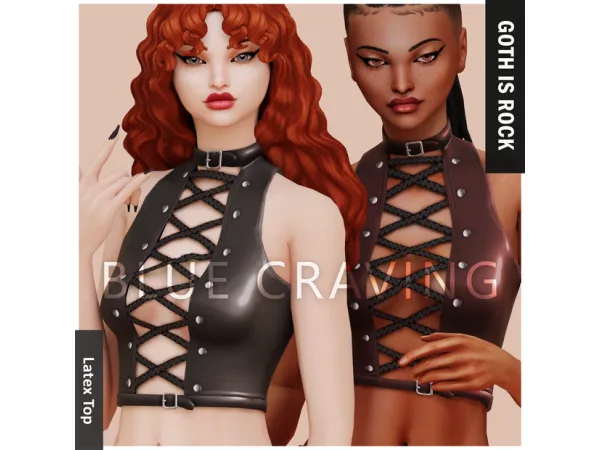 Blue Craving - Goth Latex Top