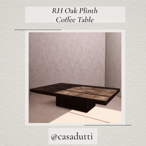Alpha RH Oak Plinth Coffee Table by casadutti - The Sims 4 Custom Content