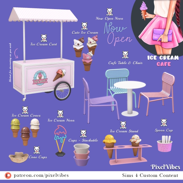 Alpha Ice Cream Cafe by pixelvibes - The Sims 4 Custom Content