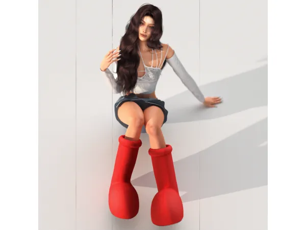Alpha Big Red Boots by Chih - The Sims 4 Custom Content