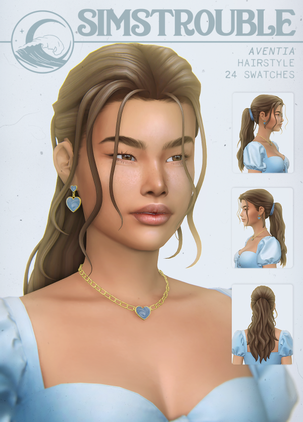 Maxis Match Aventia Hairstyle (Ponytail Bun) by simsfinds - The Sims 4 Custom Content