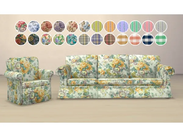 Maxis Match Auntie style sofa and armchair by tantefortuna - The Sims 4 Custom Content