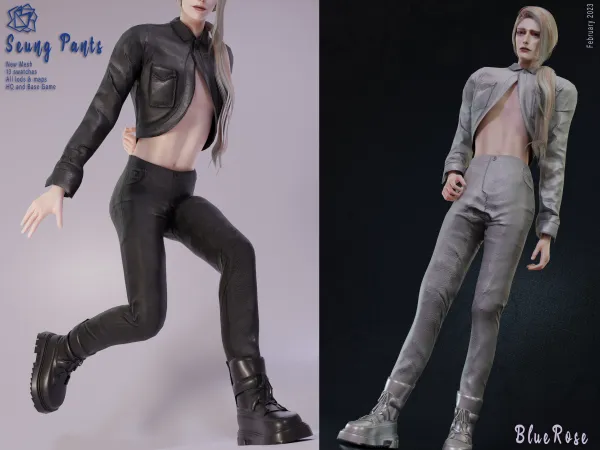 Alpha Seung Leather Pants BRsims - The Sims 4 Custom Content