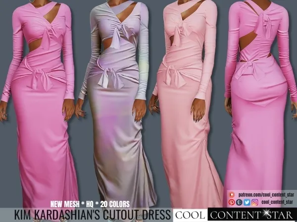 Alpha Kim Kardashian'S Cutout dress with ribbon cool_content_star - The Sims 4 Custom Content