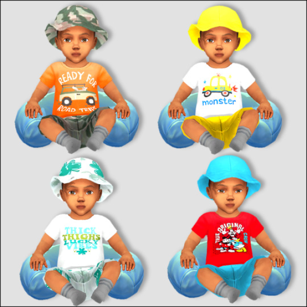 Maxis Match Infant Summer Outfits by simsfinds - The Sims 4 Custom Content