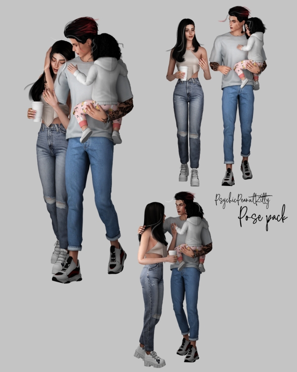 Mix POSES FAMILY by psychicpeanutkitty - The Sims 4 Custom Content