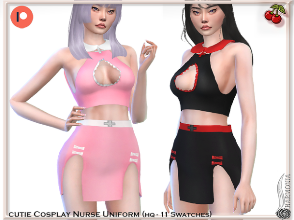 Alpha CUTIE ANIME NURSE UNIFORM (TOP SKIRT) by simsfinds - The Sims 4 Custom Content