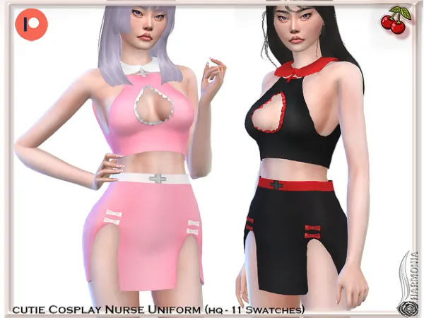 Alpha CUTIE ANIME NURSE UNIFORM (TOP SKIRT) by harmoniasims4 - The Sims 4 Custom Content