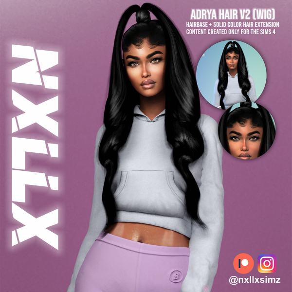 Alpha ADRYA V2 HAIR (WIG) by simsfinds - The Sims 4 Custom Content