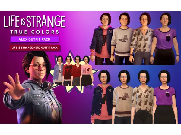 Alpha Alex Chen outfits pack Life is Strange by simsservice - The Sims 4 Custom Content