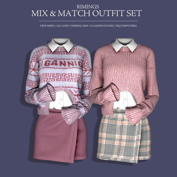 Alpha [RIMINGS] MIX MATCH OUTFIT SET by simsfinds - The Sims 4 Custom Content