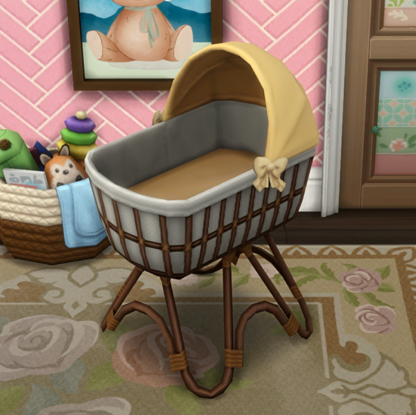 Maxis Match Wicker Work Bassinet for Invisible Bassinet Mod by simsfinds - The Sims 4 Custom Content