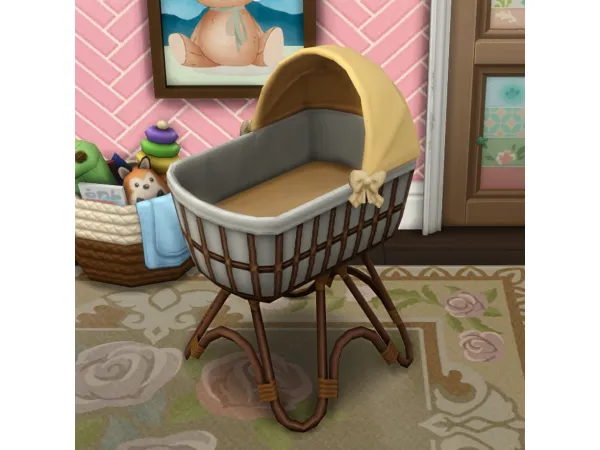 Maxis Match Wicker Work Bassinet for Invisible Bassinet Mod by SIXAM CC - The Sims 4 Custom Content