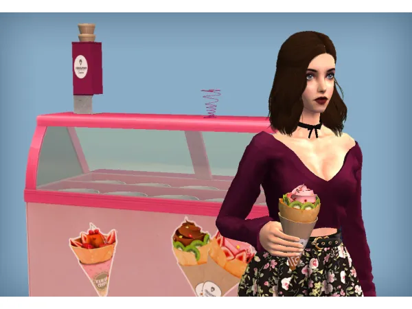 Cream Crepes Stand Functional for - The Sims 2 Custom Content