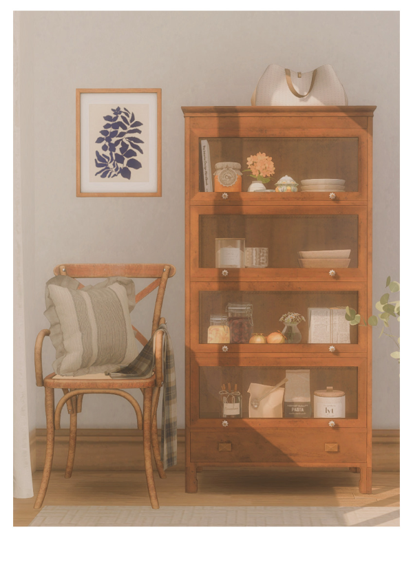 Mix CeliaCytus Mid Century Modern Style Glass Cabinet by simsfinds - The Sims 4 Custom Content