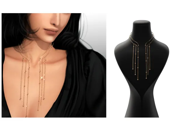 Alpha Golden Pendant Choker by simsfinds - The Sims 4 Custom Content