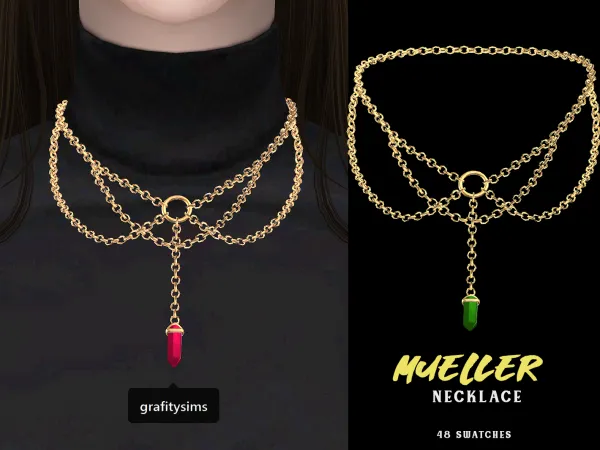 Alpha Mueller Necklace by grafity-cc - The Sims 4 Custom Content