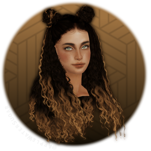 4t2 Curly Hair with Double Buns by simsfinds - The Sims 2 Custom Content