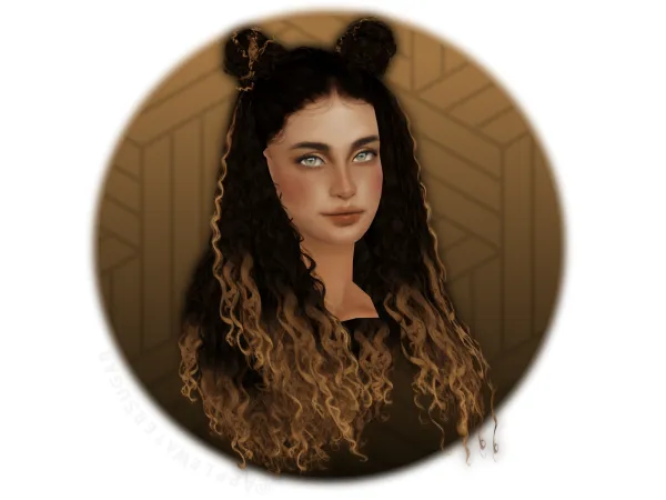 4t2 Curly Hair with Double Buns by Wings - The Sims 2 Custom Content
