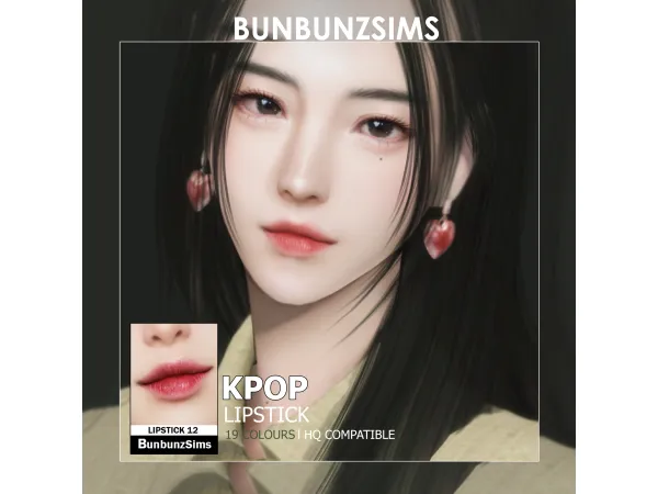 Alpha K pop lipstick 19 swatches by BunbunzSims - The Sims 4 Custom Content
